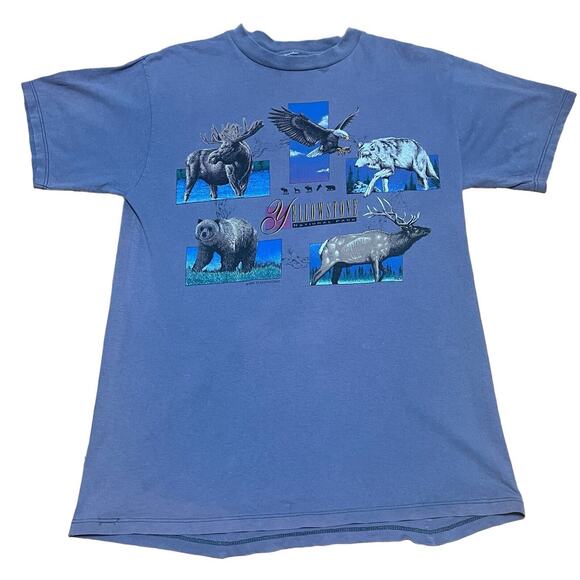 Vintage 1994 Yellowstone T Shirt Unisex Mens M 40” Moose Elk Bear Wolf Eagle - Picture 1 of 16